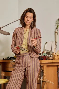 Hoss Intropia Phoebe. Pantalón a rayas Lila Hot