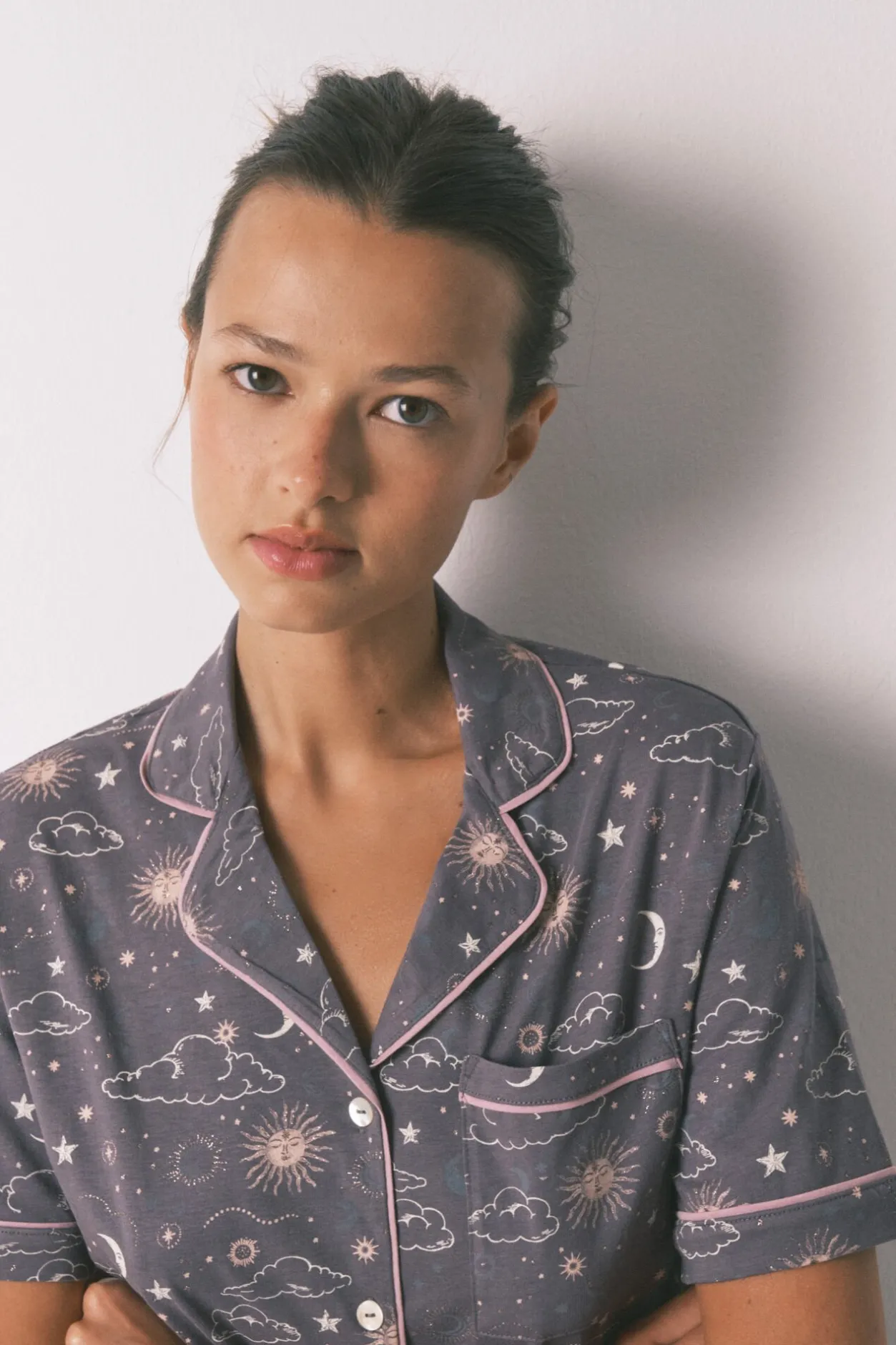 Women'secret Pijama camisero 100% algodón estampado astral gris Best