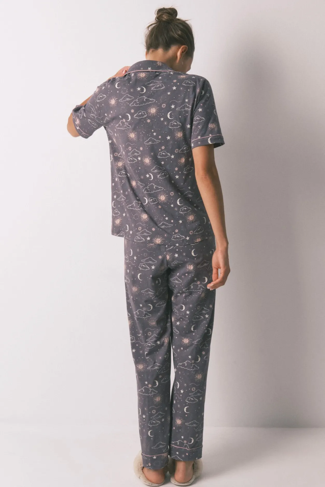 Women'secret Pijama camisero 100% algodón estampado astral gris Best
