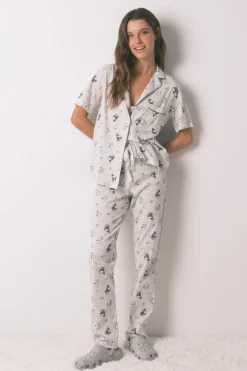 Women'secret Pijama camisero 100% algodón Snoopy estampado