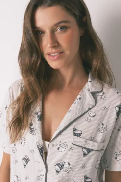 Women'secret Pijama camisero 100% algodón Snoopy estampado