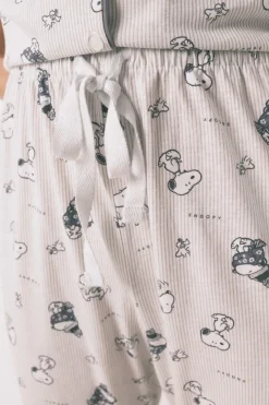 Women'secret Pijama camisero 100% algodón Snoopy estampado