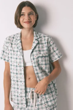 Women'secret Pijama camisero algodón cuadros estampado Outlet