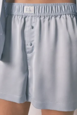 Women'secret Pijama camisero corto satén azul Online