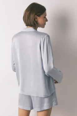 Women'secret Pijama camisero corto satén azul Online