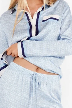Gisela Pijama camisero estampado monogram blanco Online
