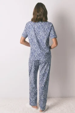 Women'secret Pijama camisero largo 100% algodón print flores azul Sale