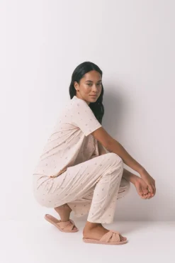 Women'secret Pijama camisero largo 100% algodón flores rosa Hot