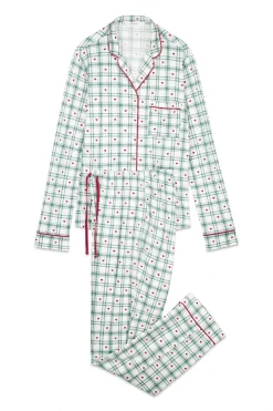 Women'secret Pijama camisero largo cuadros verde estampado Hot