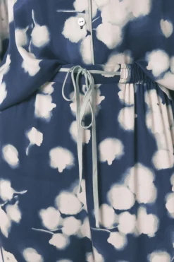 Women'secret Pijama camisero largo viscosa floral azul estampado New