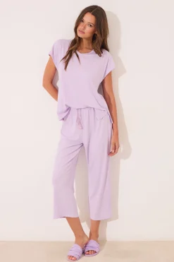 Women'secret Pijama Capri canalé viscosa morado/lila Discount