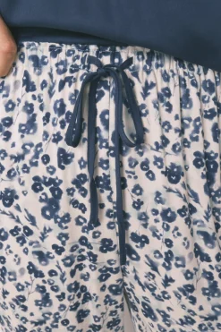 Women'secret Pijama Capri viscosa floral azul estampado New