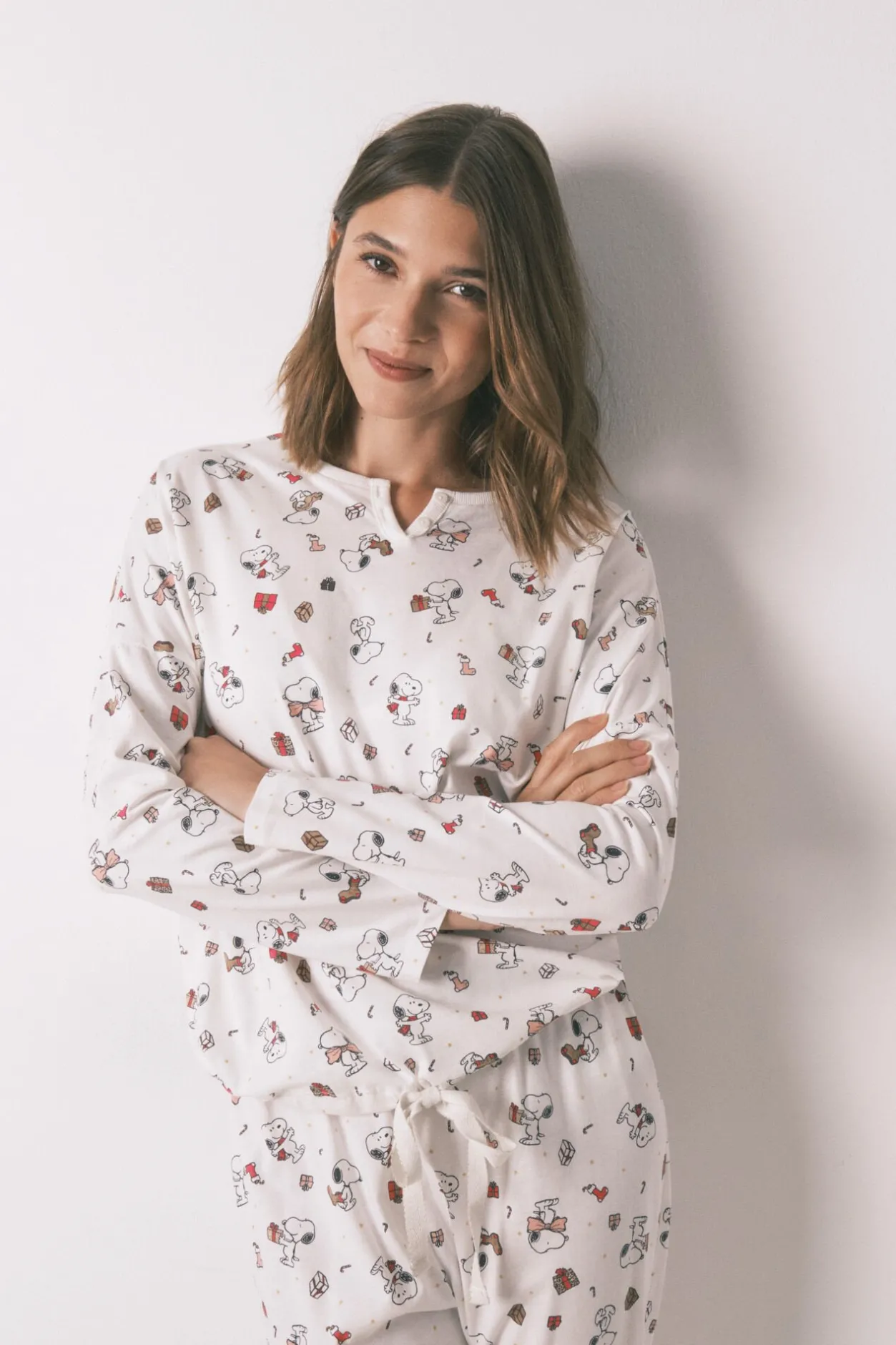 Women'secret Pijama largo 100% algodón blanco Snoopy marfil Online