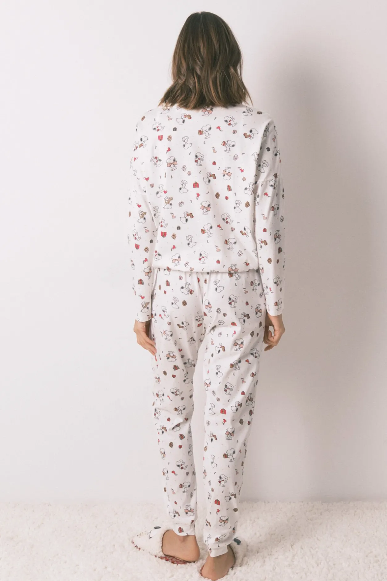 Women'secret Pijama largo 100% algodón blanco Snoopy marfil Online