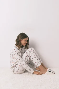 Women'secret Pijama largo 100% algodón blanco Snoopy marfil Online