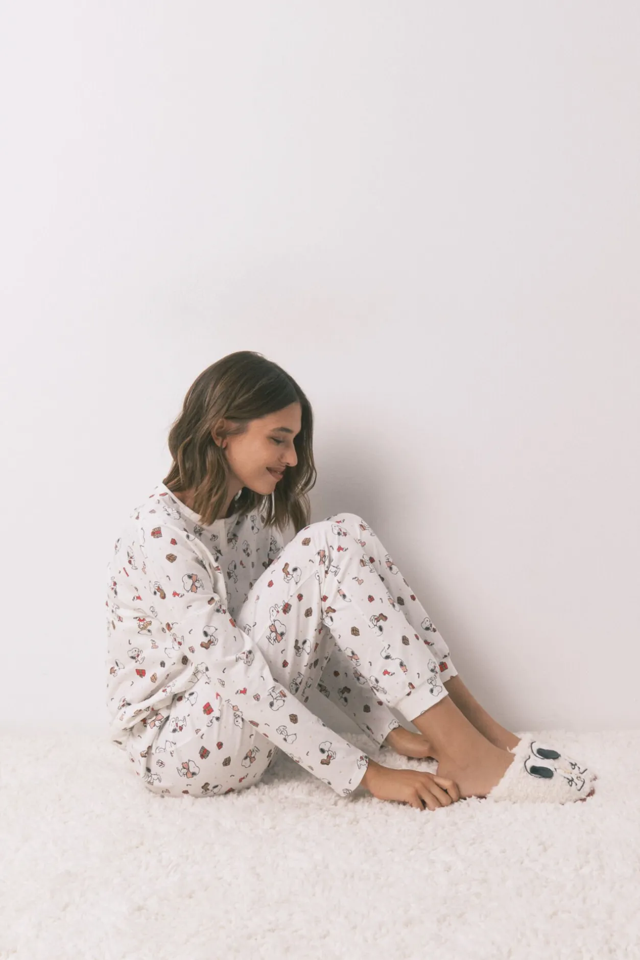 Women'secret Pijama largo 100% algodón blanco Snoopy marfil Online