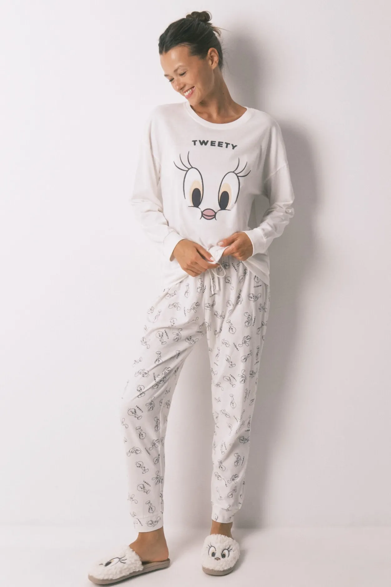 Women'secret Pijama largo 100% algodón blanco Piolín marfil Sale