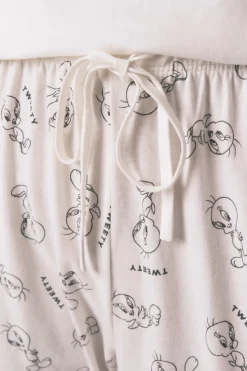 Women'secret Pijama largo 100% algodón blanco Piolín marfil Sale