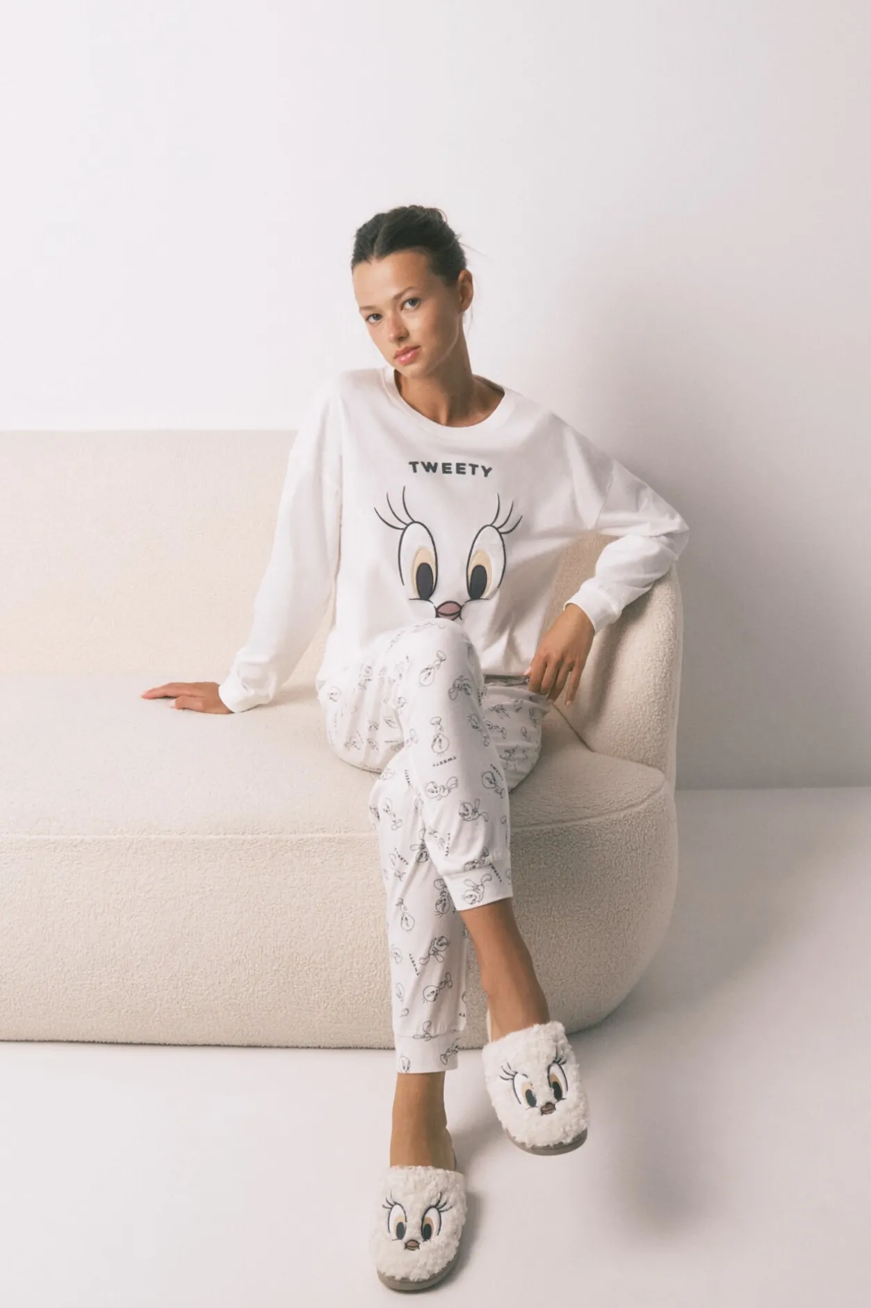 Women'secret Pijama largo 100% algodón blanco Piolín marfil Sale