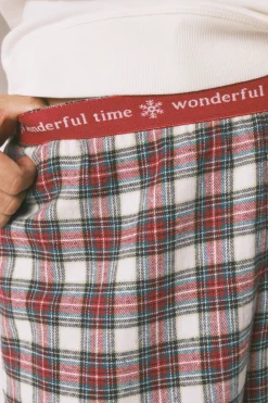 Women'secret Pijama largo 100% algodón cuadros marfil Sale