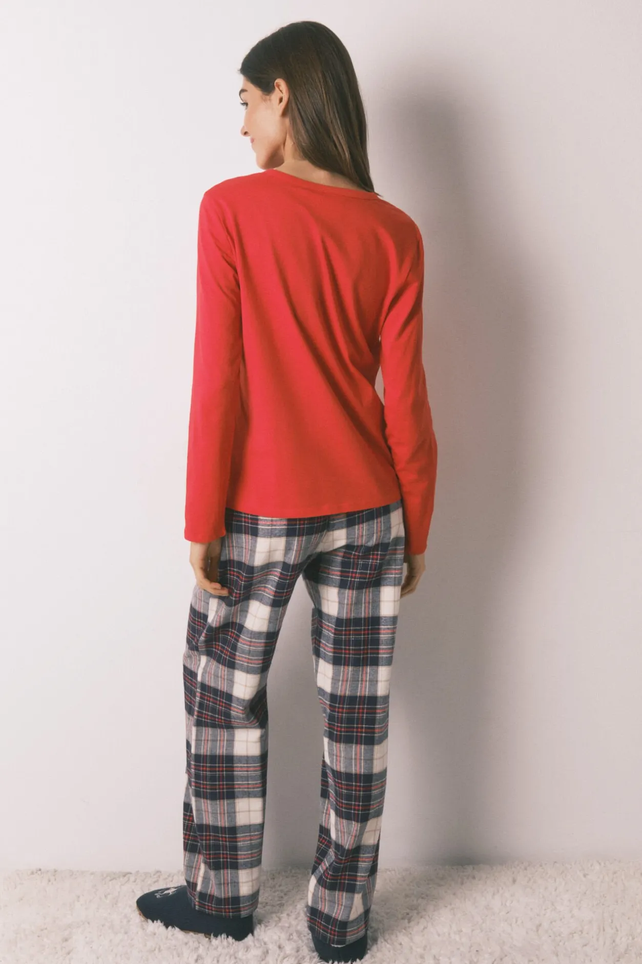 Women'secret Pijama largo 100% algodón estampado cuadros "Hogwarts" rojo Discount