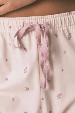 Women'secret Pijama largo 100% algodón flores rosa
