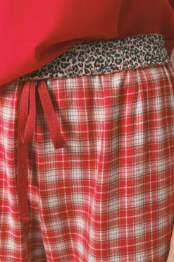 Women'secret Pijama largo 100% algodón cuadros Snoopy rojo Sale