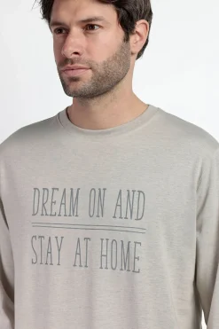 Admas Pijama largo azul y cuadrospara hombre beige Hot