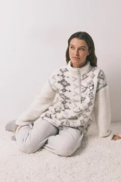 Women'secret Pijama largo borrego y polar Snoopy estampado Clearance