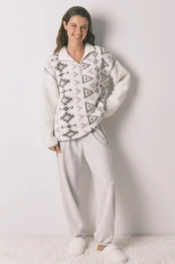 Women'secret Pijama largo borrego y polar estampado Clearance