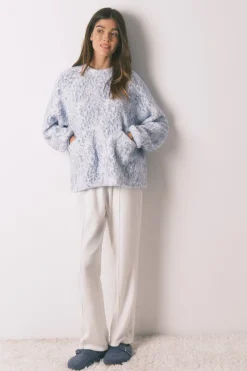 Women'secret Pijama largo borreguito azul estampado Hot