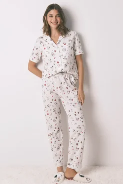 Women'secret Pijama largo camisero 100% algodón Snoopy blanco Sale