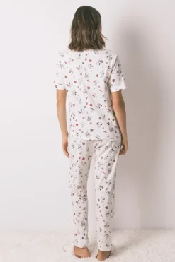 Women'secret Pijama largo camisero 100% algodón Snoopy blanco Sale