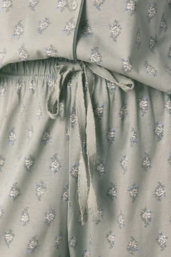 Women'secret Pijama largo camisero algodón flores estampado Hot