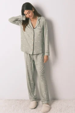 Women'secret Pijama largo camisero ovejas estampado Discount