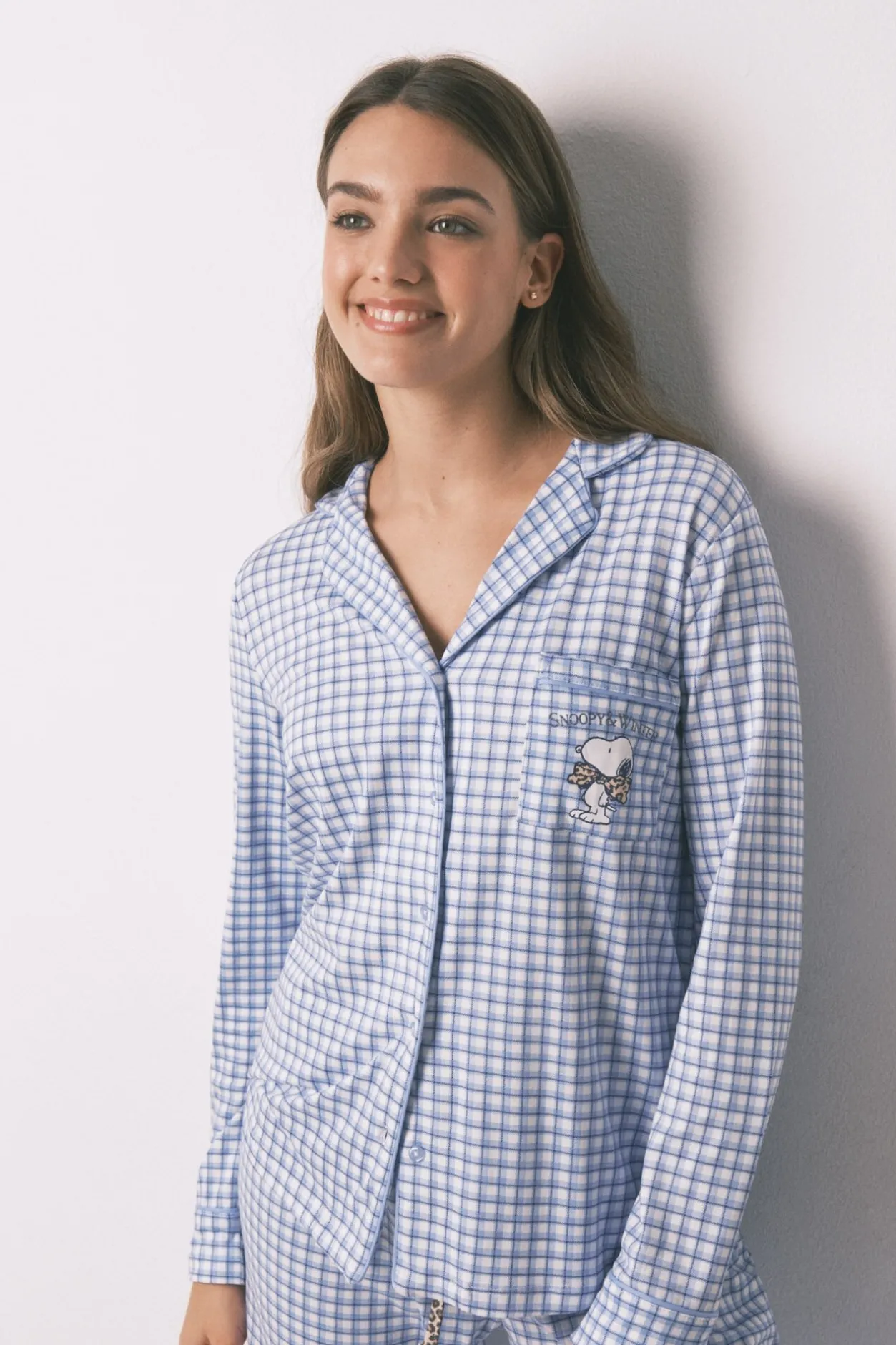 Women'secret Pijama largo camisero Snoopy Vichy estampado Online