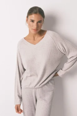 Women'secret Pijama largo canalé perchado gris Clearance