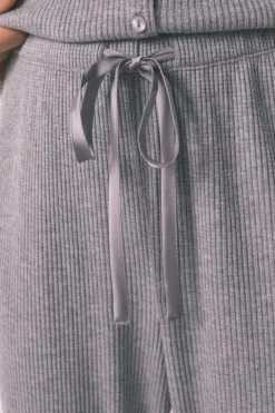 Women'secret Pijama largo canalé suave brillo gris Clearance