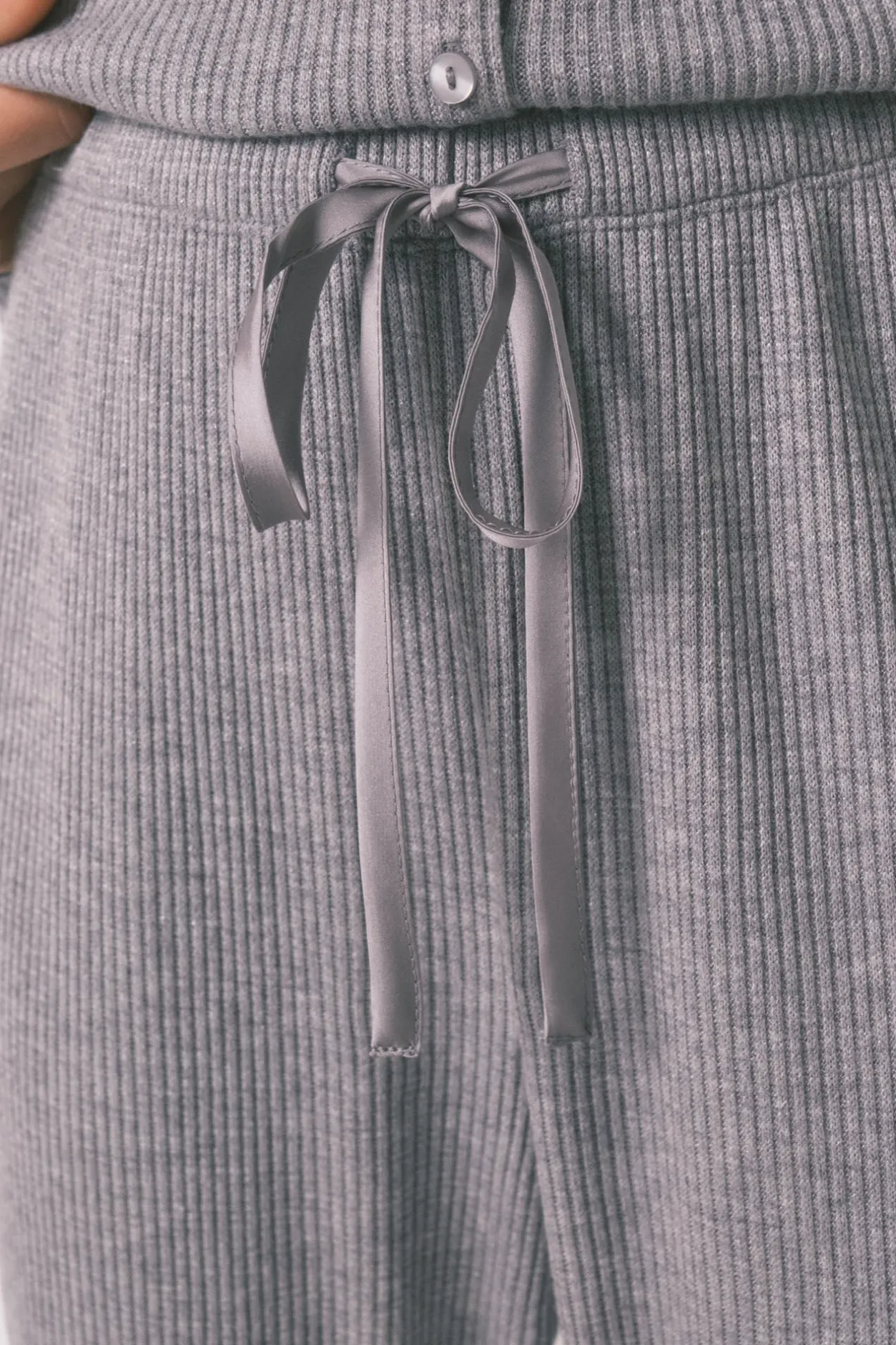 Women'secret Pijama largo canalé suave brillo gris Clearance