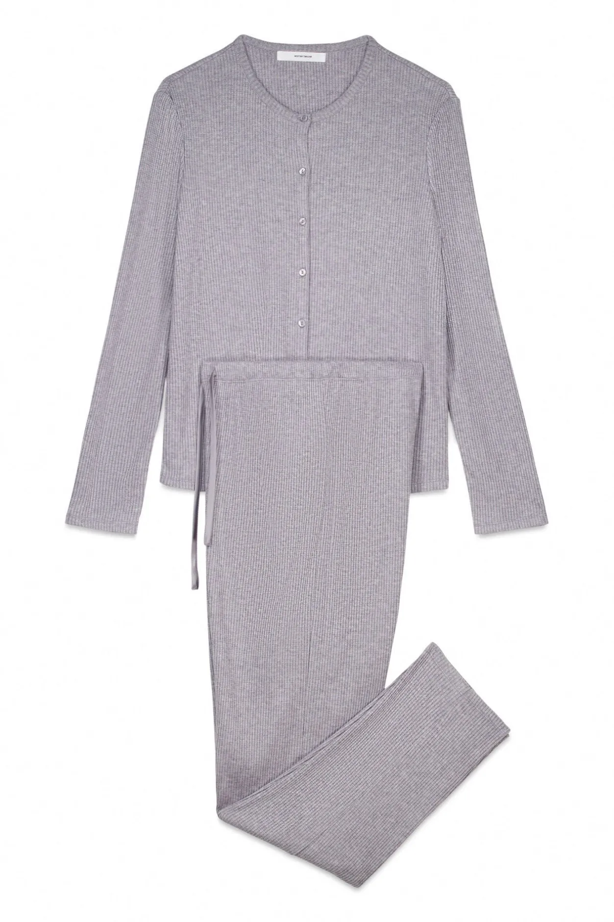 Women'secret Pijama largo canalé suave brillo gris Clearance