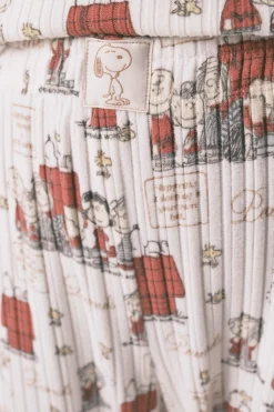 Women'secret Pijama largo canalé suave blanco Snoopy marfil Hot