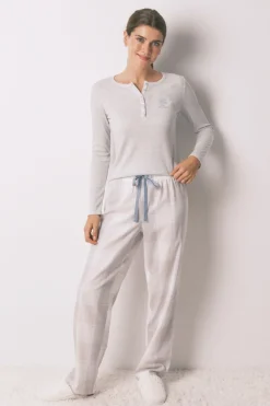 Women'secret Pijama largo cuadros efecto brillo gris Hot