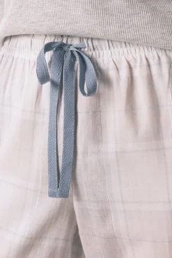 Women'secret Pijama largo cuadros efecto brillo gris Hot