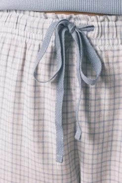 Women'secret Pijama largo cuadros efecto brillo azul Outlet