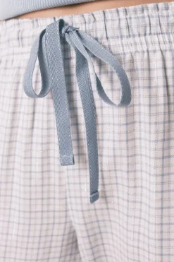 Women'secret Pijama largo cuadros efecto brillo azul Clearance