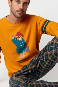 Admas Pijama largo cuadros Paddington para hombre amarillo Outlet