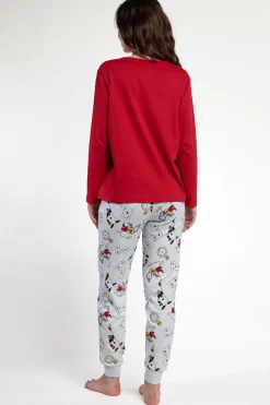 Admas Pijama largo estampado Alicia Wonderland mujer rojo Outlet