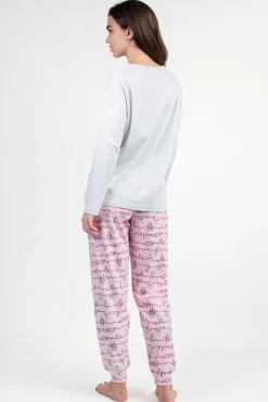 Admas Pijama largo estampado gato Marie Disney gris New