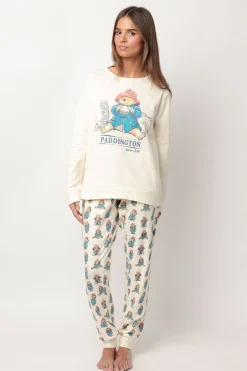 Admas Pijama largo estampado Paddington para mujer beige Online