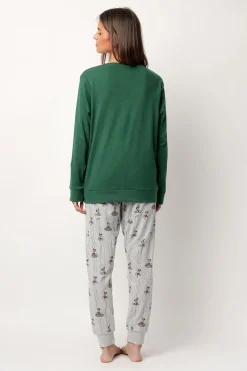 Admas Pijama largo estampado Pinocho para mujer verde Discount